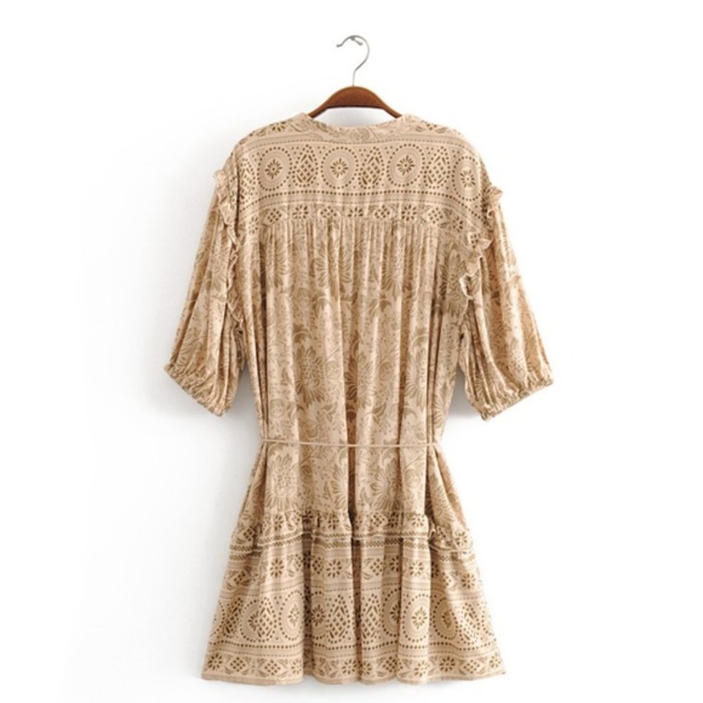 New Boho Gypsy Tunic Cotton Summer Beach Dress - Picture 9 of 16